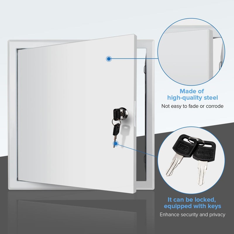Donext Access Panel for Drywall/Ceiling, Wall Hole Cover with Lock and Keys, 12"x12" Metal Access Door, Concealed Service Door for Electrical and Plumbing - Image 3